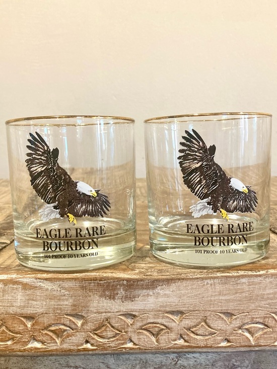 Vintage Other - Pair of 1984 Eagle Rare Bourbon Rocks Glasses - 10 Year 101 Proof